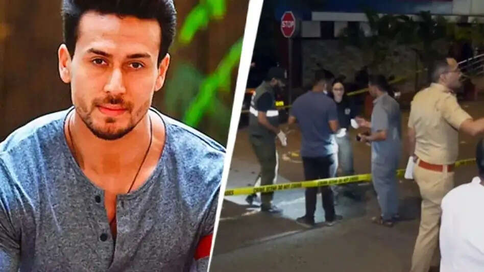 टाइगर श्राफ पर फायरिंग के बाद घटनास्थल की जांच करती पुलिस